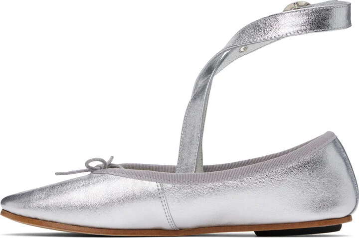 Repetto Silver Sophia Belt Ballerina Flats - Image 3