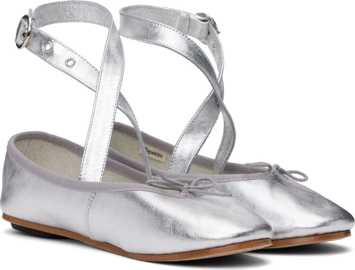 Repetto Silver Sophia Belt Ballerina Flats - Image 4