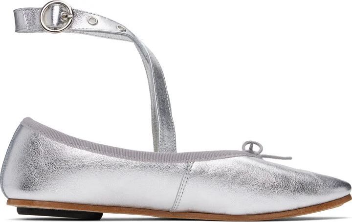 Repetto Silver Sophia Belt Ballerina Flats