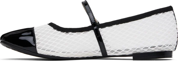 Repetto White & Black Georgiana Mesh Mary-Jane Ballerina Flats - Image 3