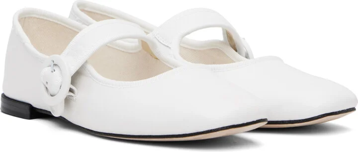 Repetto White Georgia Square-Toe Mary Jane Ballerina Flats - Image 4