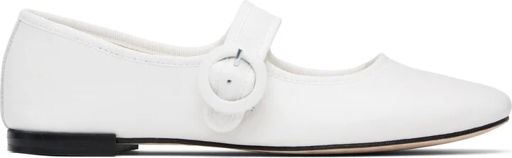 Repetto White Georgia Square-Toe Mary Jane Ballerina Flats