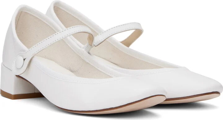 Repetto White Rose Mary Jane Heels - Image 4