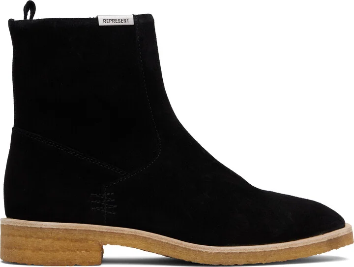 Represent Black Crepe Chelsea Boots