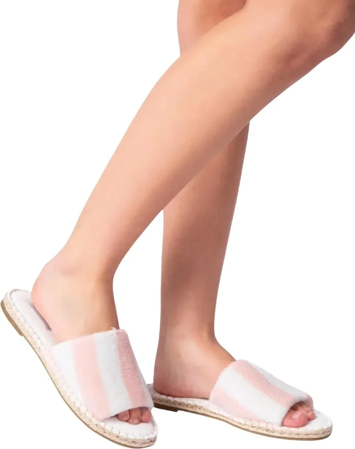 Resort Striped Essential Slides In Pink Rose