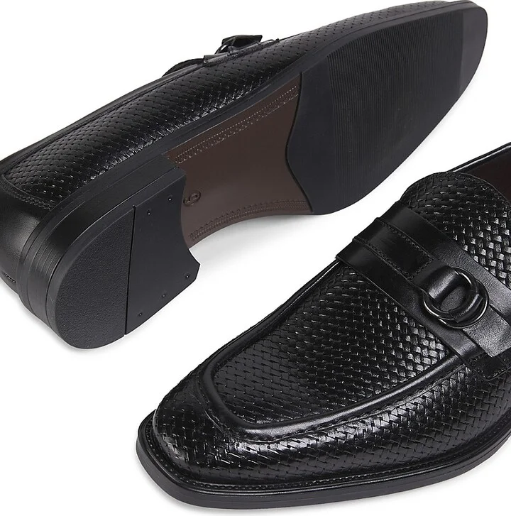 Respin Textured Leather Penny Loafers - Image 6