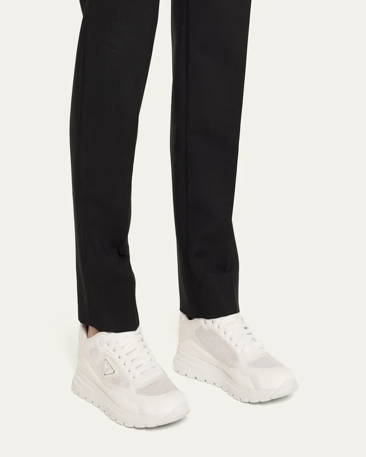 Rete Net Leather Lace-Up Sneakers - Image 7