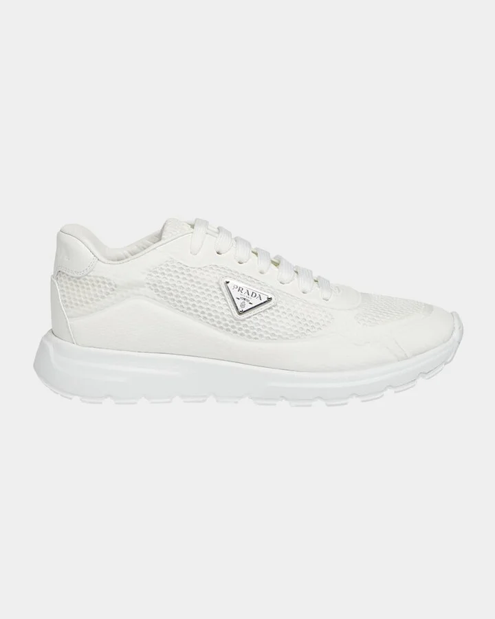 Rete Net Leather Lace-Up Sneakers