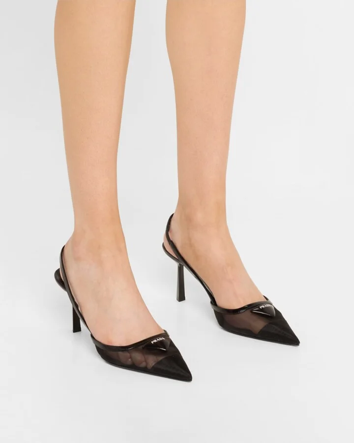 Rete Nylon Mesh Slingback Pumps - Image 2