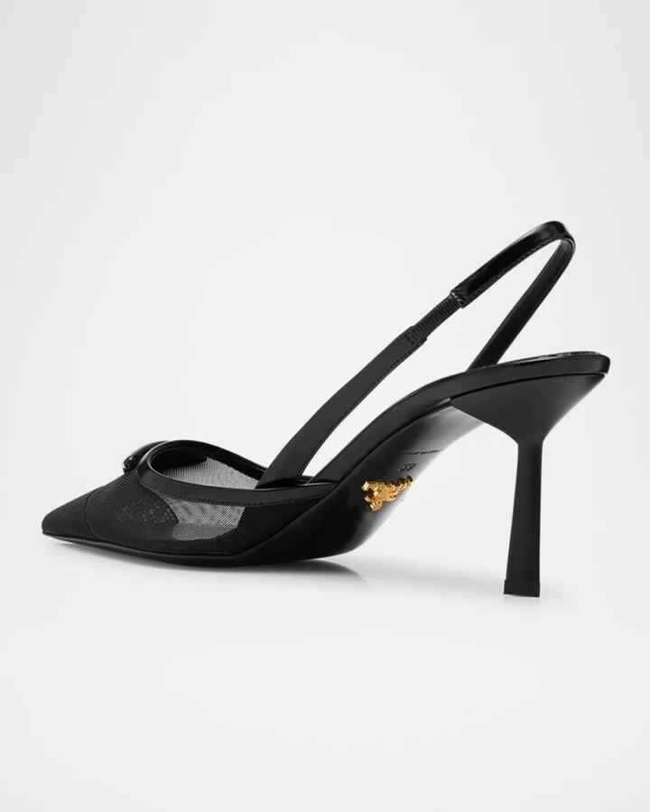Rete Nylon Mesh Slingback Pumps - Image 4