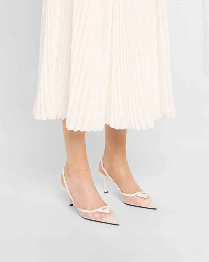 Rete Nylon Mesh Slingback Pumps - Image 9