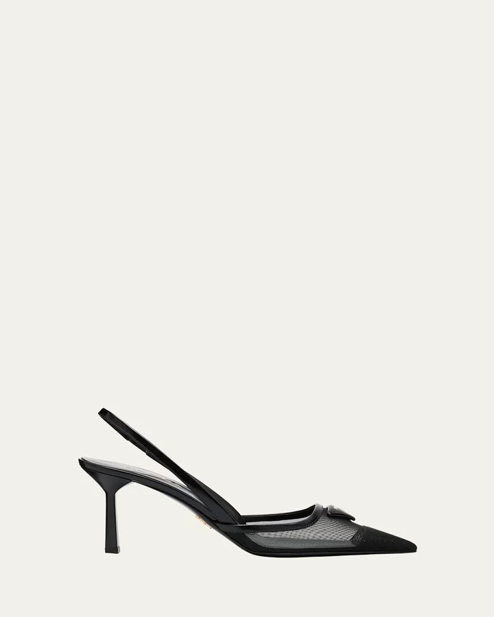 Rete Nylon Mesh Slingback Pumps