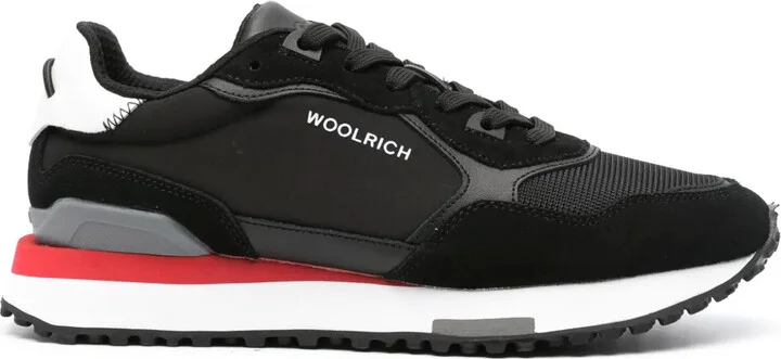 Retro panelled logo-print sneakers