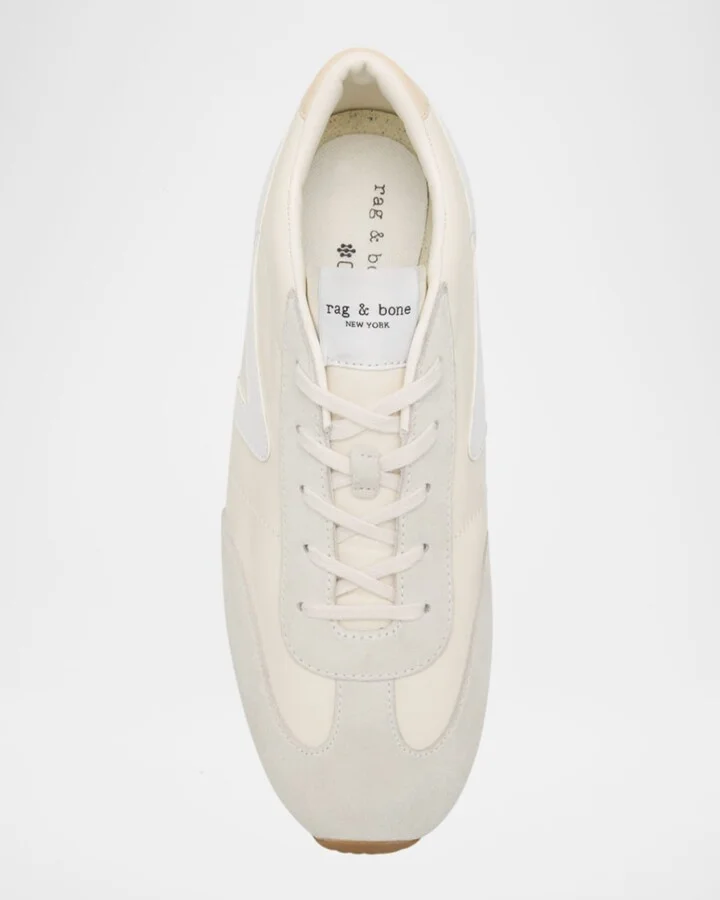 Retro Slim Mixed Leather Sneakers - Image 2