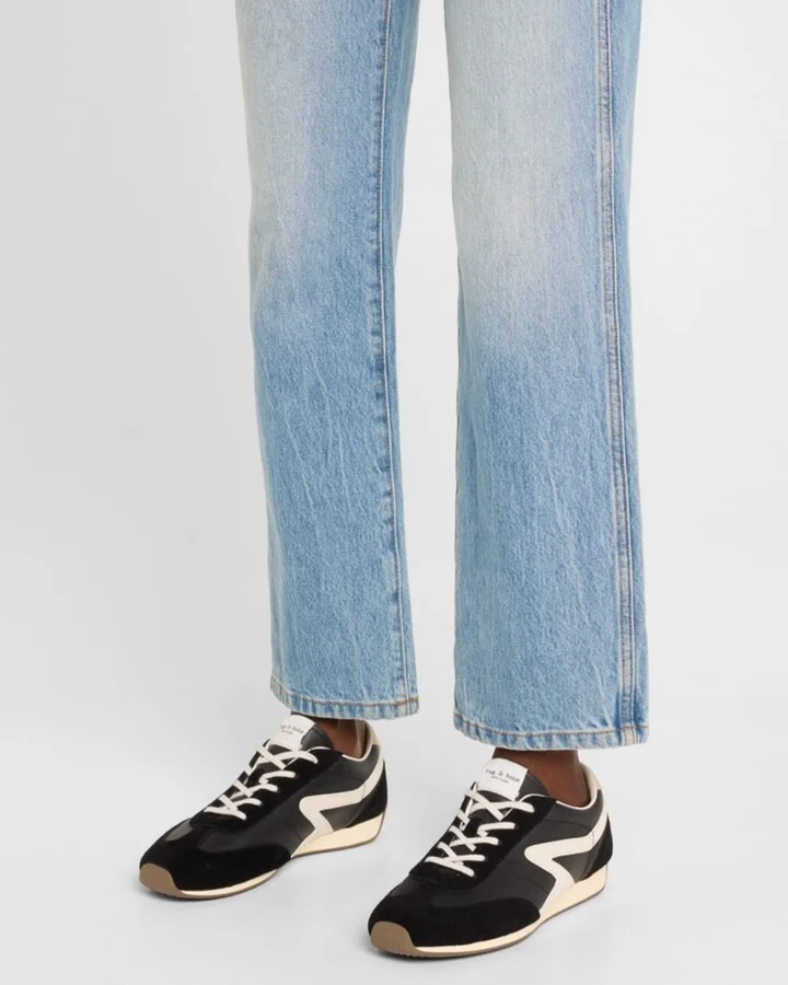 Retro Slim Mixed Leather Sneakers - Image 7