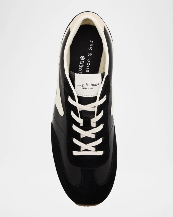 Retro Slim Mixed Leather Sneakers - Image 8