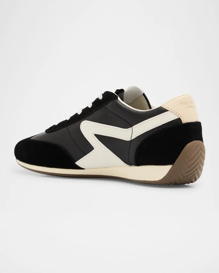 Retro Slim Mixed Leather Sneakers - Image 11