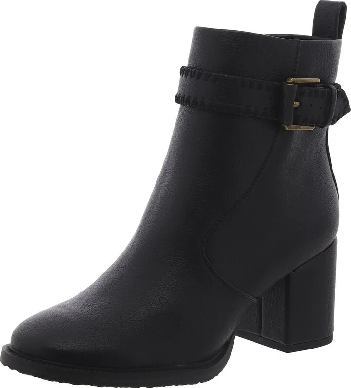 Rexx Womens Faux Leather Block Heel Mid-Calf Boots