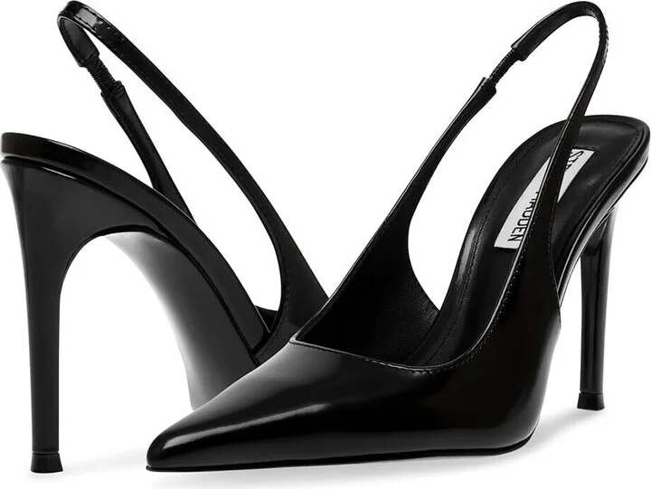 Reyes Women's 10 Black Leather Pointed Toe Slingback Heels FZP578