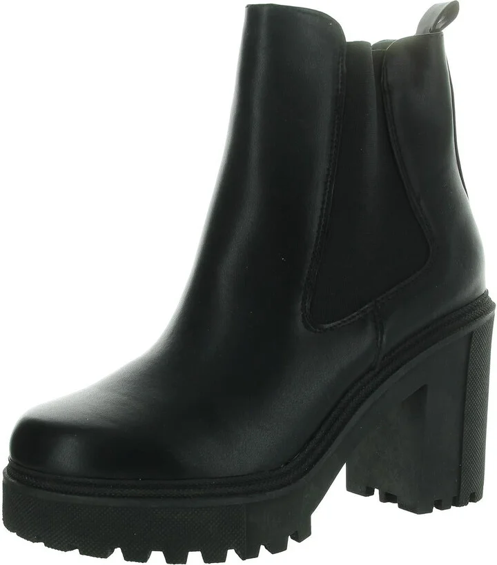Rezzaa Womens Block Heel Leather Booties