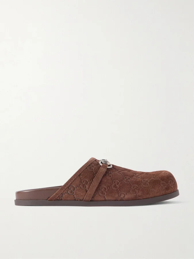 Rhein Horsebit-Embellished Suede Mules