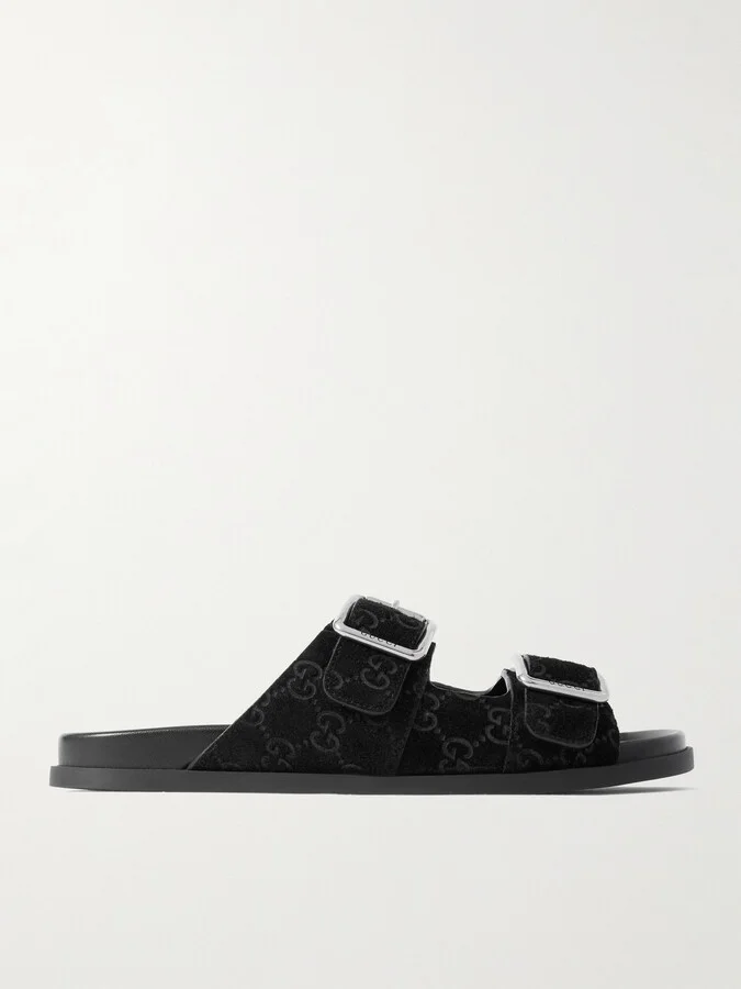 Rhein Logo-Debossed Suede Sandals