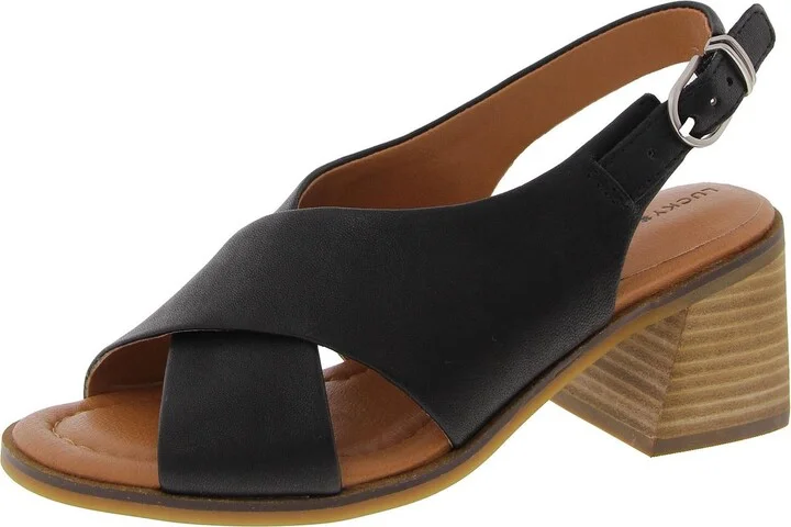 Rhidlee Womens Criss-Cross Leather Block Heel