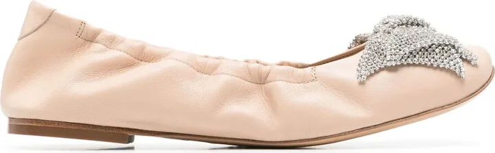 Rhinestone-Bow Ballerina Shoes