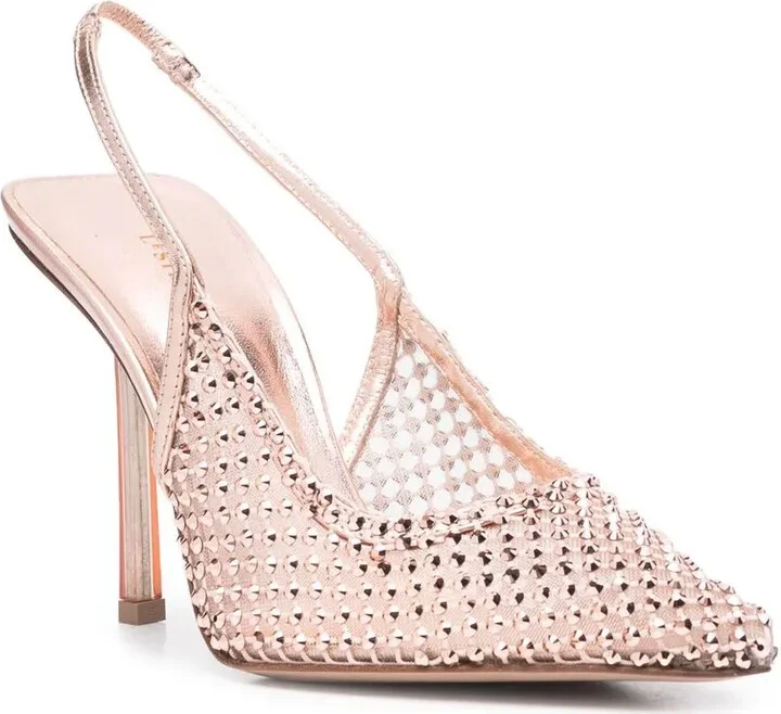 Rhinestone-Embellished 100mm Mesh Pumps - Image 2