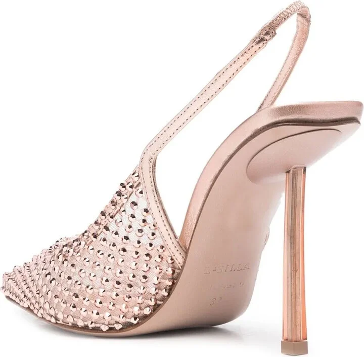 Rhinestone-Embellished 100mm Mesh Pumps - Image 3