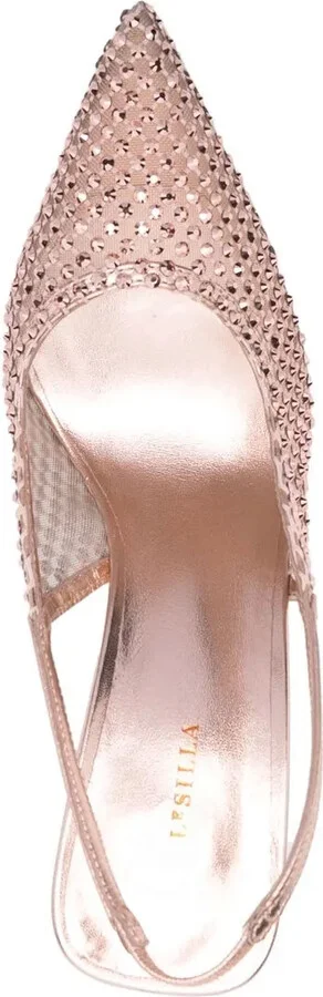 Rhinestone-Embellished 100mm Mesh Pumps - Image 4