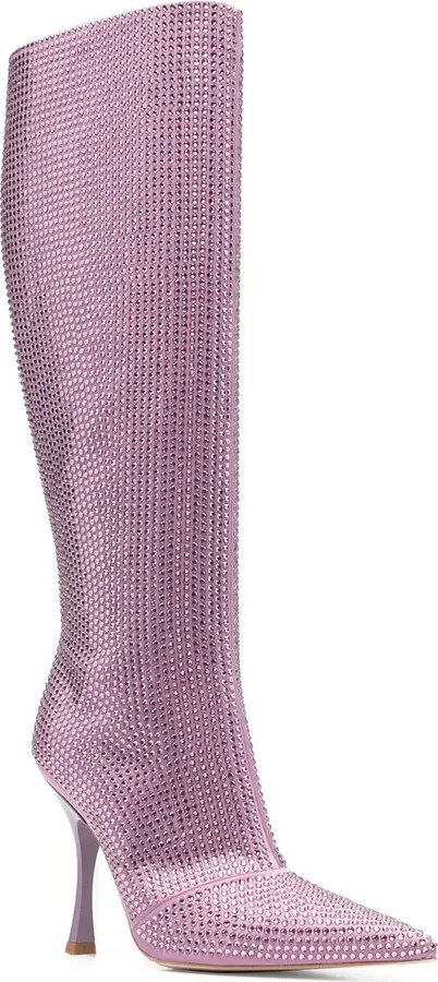 Rhinestone-Embellished 110mm Knee-High Boots - Image 2