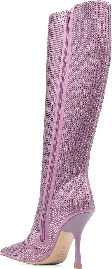 Rhinestone-Embellished 110mm Knee-High Boots - Image 3