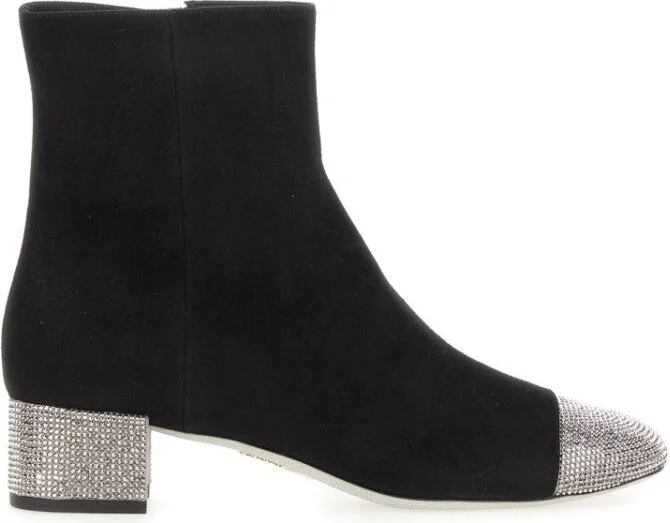 Rhinestone-Embellished Ankle Boots