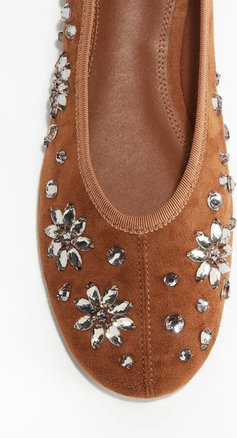 Rhinestone-Embellished Ballet Flats