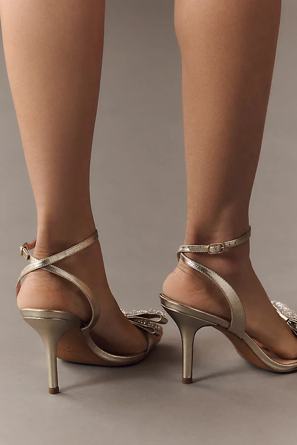 Rhinestone-Embellished Bow Ankle-Strap Heels - Image 3
