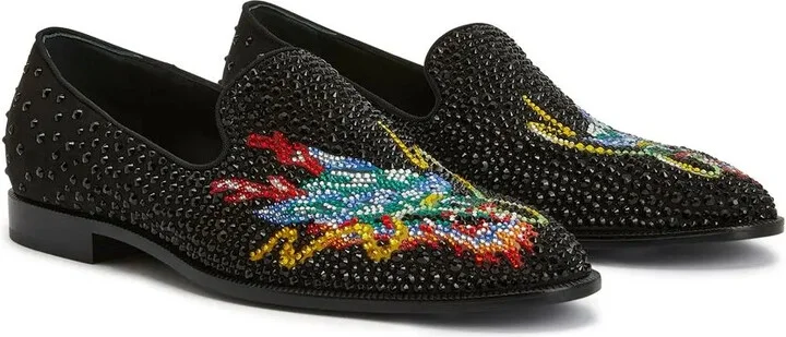 Rhinestone-Embellished Dragon-Motif Loafers - Image 2