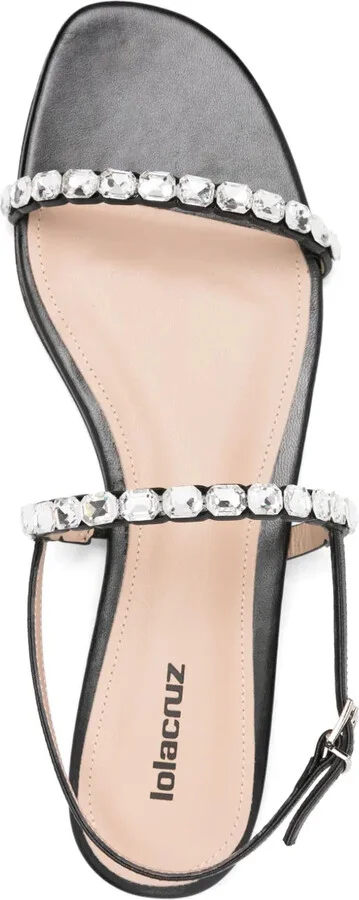 Rhinestone-Embellished Flat Sandals - Image 4