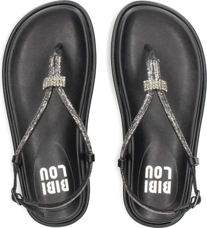 Rhinestone-Embellished Flat Sandals - Image 3