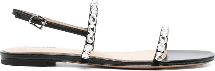 Rhinestone-Embellished Flat Sandals