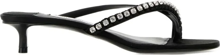 Rhinestone-Embellished Heeled Sandals