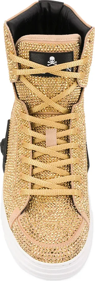 Rhinestone-Embellished High-Top Sneakers - Image 4