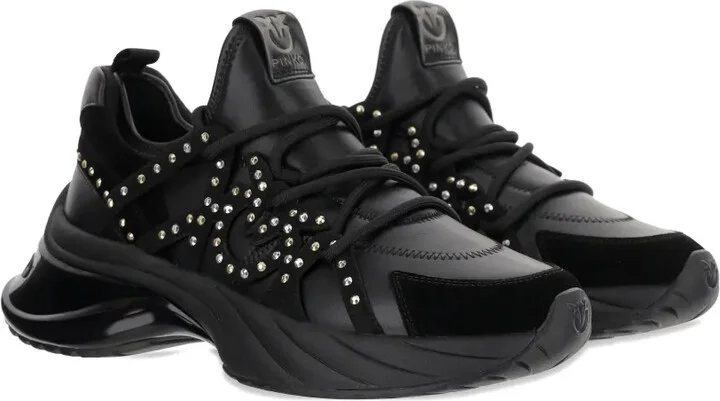Rhinestone-Embellished Lace-Up Sneakers - Image 2