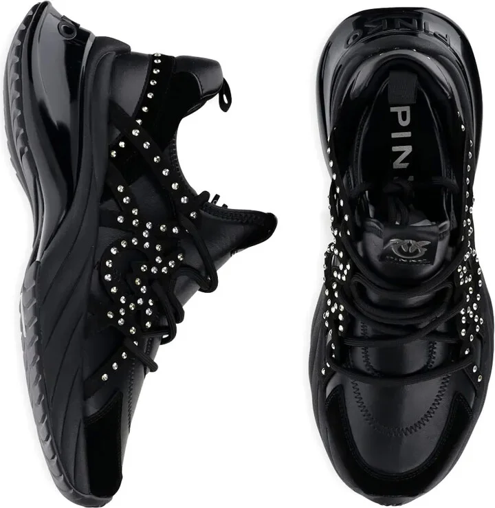 Rhinestone-Embellished Lace-Up Sneakers - Image 4