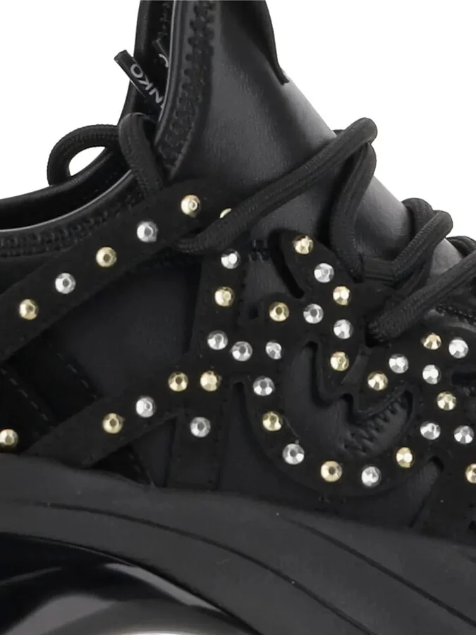 Rhinestone-Embellished Lace-Up Sneakers - Image 5