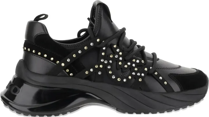 Rhinestone-Embellished Lace-Up Sneakers