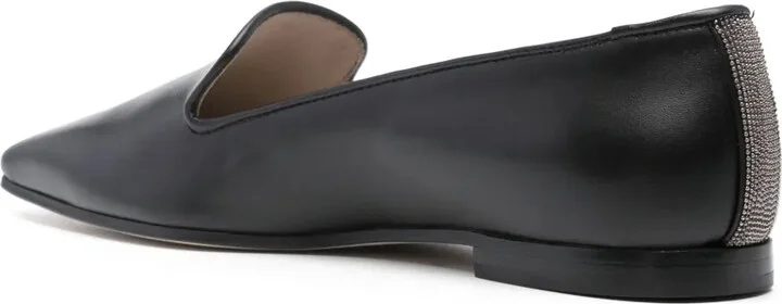 Rhinestone-Embellished Leather Loafers - Image 3