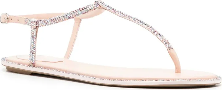 Rhinestone-Embellished Leather Sandals - Image 2