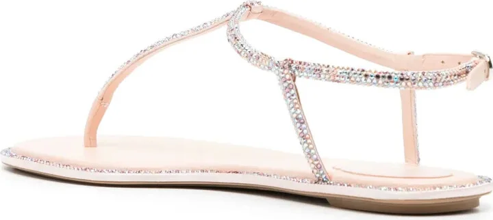 Rhinestone-Embellished Leather Sandals - Image 3