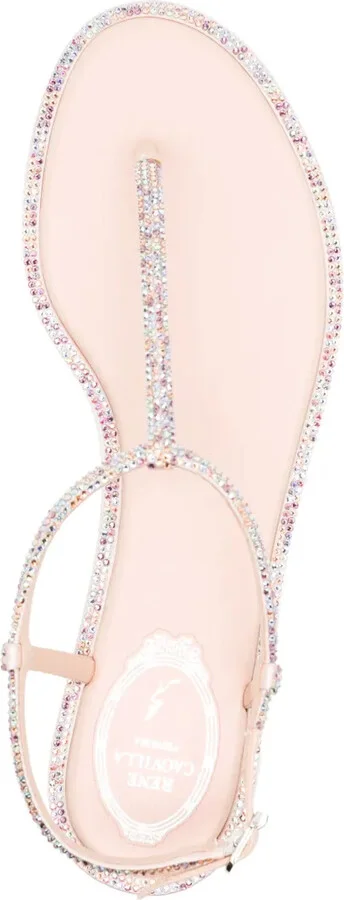 Rhinestone-Embellished Leather Sandals - Image 4